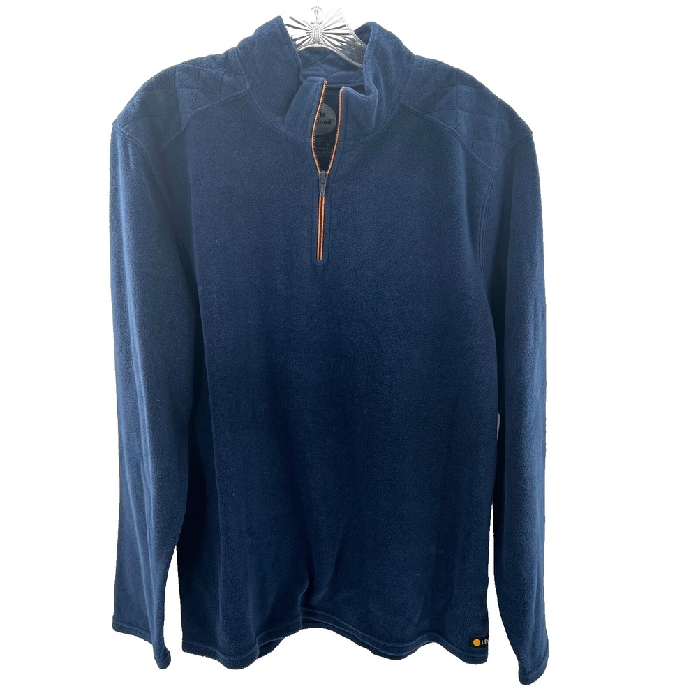 LIFE IS GOOD Men's Size M Classic Fit 1/4-Zip Blue Long-Sleeve Fleece Pullover